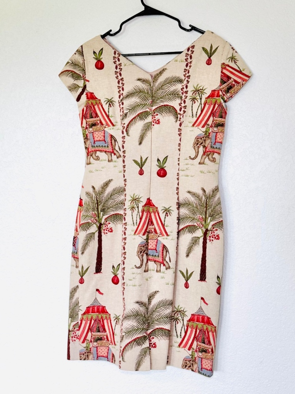 Maggy L Dress 12 Elephant Novelty Art to Wear Print Beaded Cotton India Vintage - Picture 5 of 8